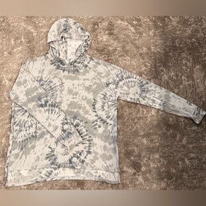 J & G Jasmine & Ginger Women's Gray Tie Dye Hooded Sweatshirt Lightweight XL